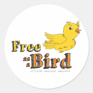 Sticker Rond Libre comme un oiseau Libre comme un oiseau Jaune