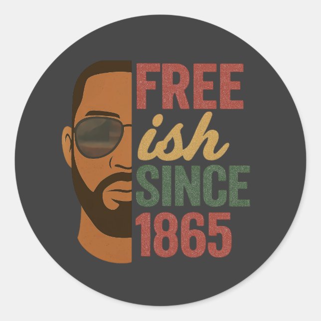 Sticker Rond Libre depuis 1865 Junetdix Black History (Devant)