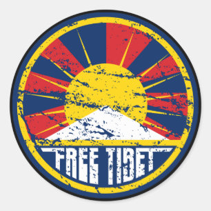 Sticker Rond Libre Tibet Round Grunge