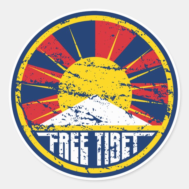 Sticker Rond Libre Tibet Round Grunge (Devant)