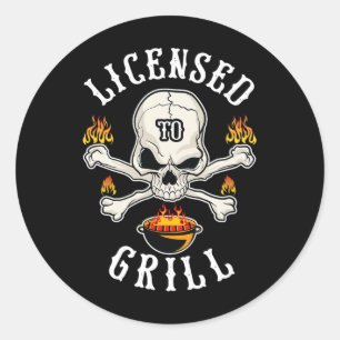 Sticker Rond Licence De Grill Bbq Don Pour Hommes Pour Fête des