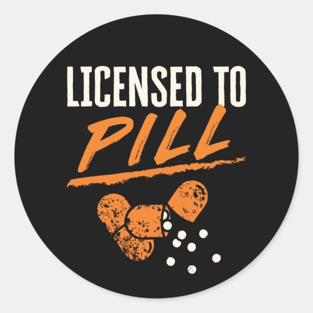 Sticker Rond Licence de pilule Pharmacy Tech CPhT (Devant)