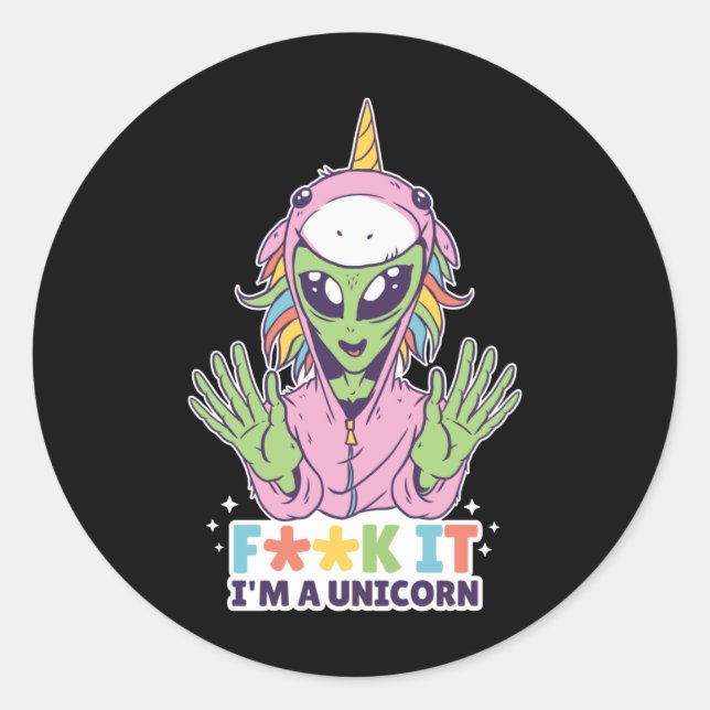 Sticker Rond licorne alien (Devant)