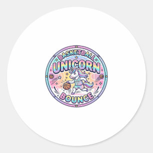 Sticker Rond Licorne Basket-ball Licorne Rebondir Drôle de Mail