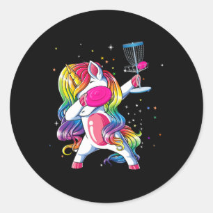 Sticker Rond Licorne Dabbing Joueuse de Golf Disc Lover Tapis