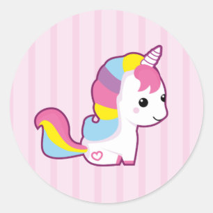 Sticker Rond Licorne de Kawaii