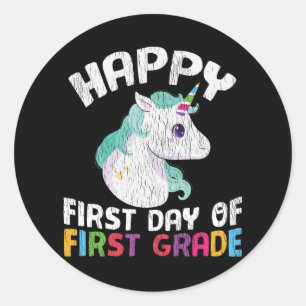 Sticker Rond Licorne de première année Cadeau de rentrée scolai