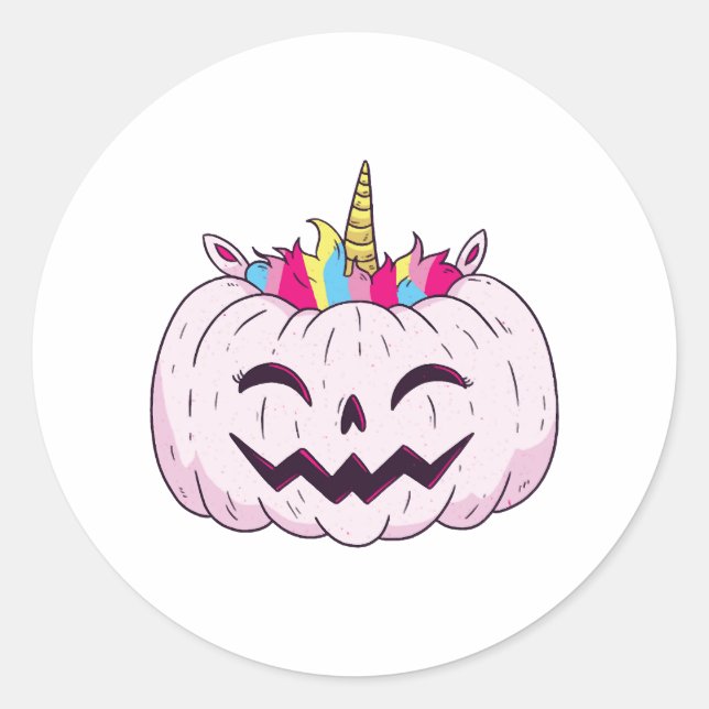 Sticker Rond licorne d'Halloween (Devant)