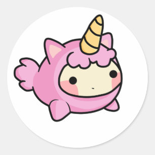 Sticker Rond Licorne Kawaii