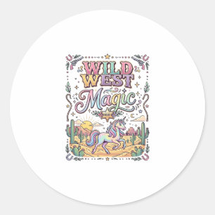 Sticker Rond Licorne Magie Far West Original