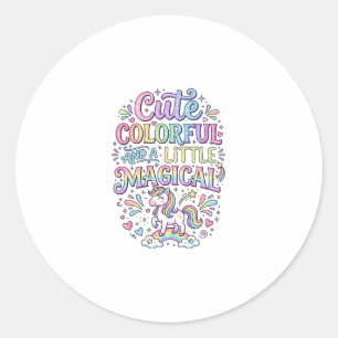 Sticker Rond Licorne Mignonne Colorée et un Peu Magique Origina