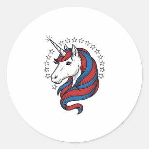 Sticker Rond Licorne patriotique dessin vectoriel gravure vinta