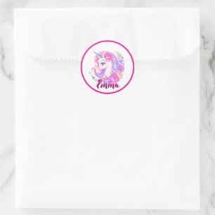 Sticker Rond licorne & personnalisez votre nom