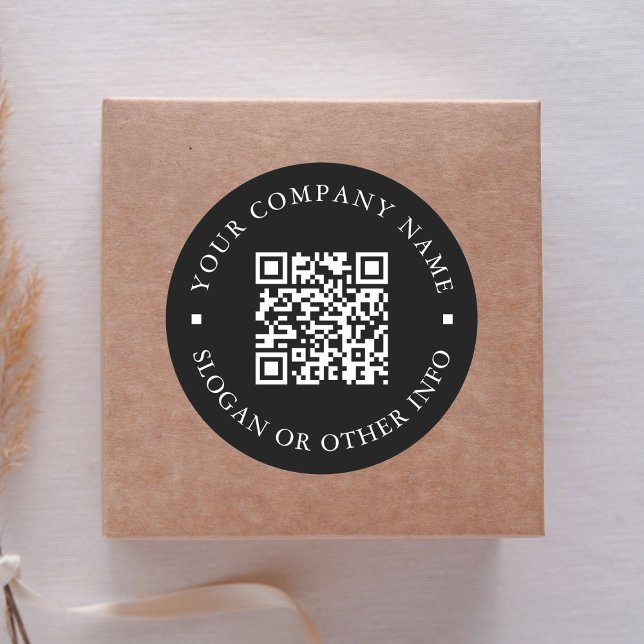 Sticker Rond Lien du site Web Code QR Nom commercial minimal No (Créateur téléchargé)
