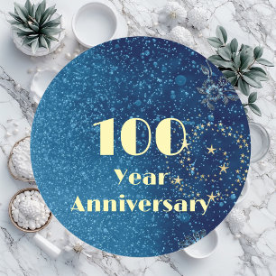 Sticker Rond Lien et sceau pétillant bleu pour le 100e annivers