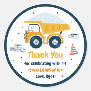 Sticker Rond Lieu de construction Camion de pompage Digger Anni