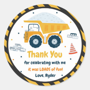 Sticker Rond Lieu de construction Camion de pompage Digger Anni