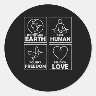 Sticker Rond Lieu de naissance Terre Race Cohésion humaine Amou