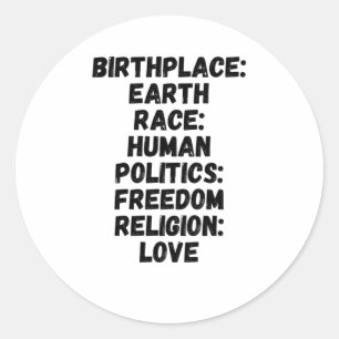 Sticker Rond Lieu de naissance Terre Religion Amour Politique L