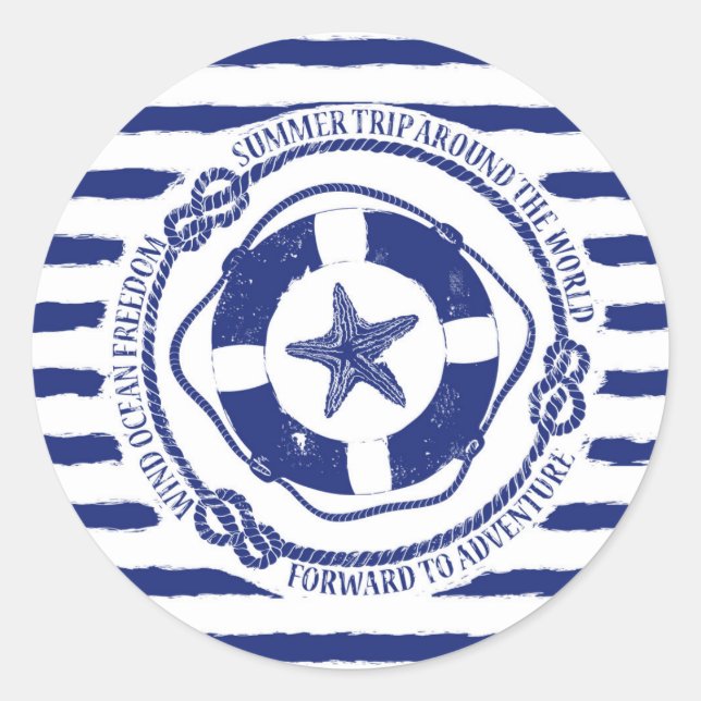Sticker Rond Lifebuoy Et Starfish (Devant)