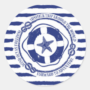 Sticker Rond Lifebuoy Et Starfish