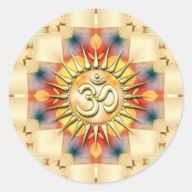 Sticker Rond Light Pastel Cross & Golden Om (Devant)