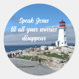 Sticker rond Lighthouse Speed Jesus No Worries