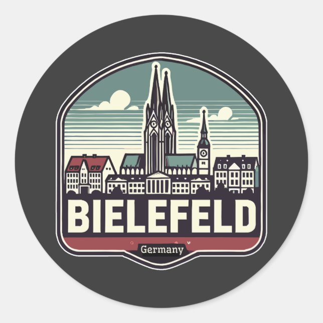 Sticker Rond Ligne aérienne Retro Bielefeld (Devant)