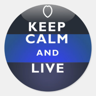 Sticker Rond Ligne Bleue Mince - Gardez le calme et la vie