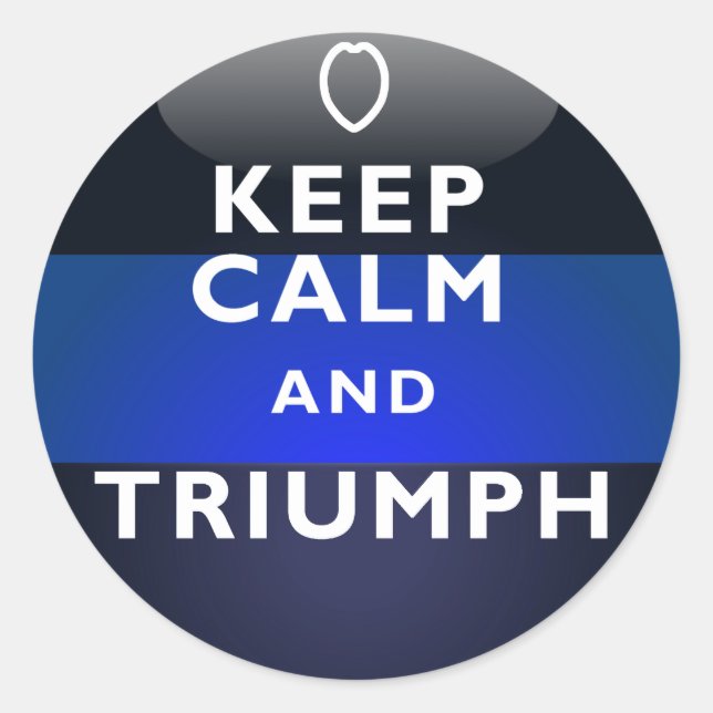 Sticker Rond Ligne Bleue Mince - Gardez le calme et Triomphe (Devant)