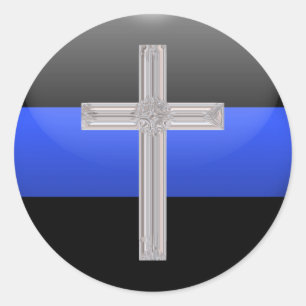 Sticker Rond Ligne Bleue Mince Prière Pour La Sécurité