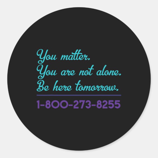 Sticker Rond Ligne d'assistance au suicide 1-800-273-8255 Sensi (Devant)
