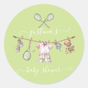 Sticker Rond Ligne de Baby shower de golf Preppy