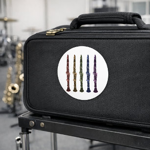 Sticker Rond Ligne de clarinettes colorées Cadeau pour amateur 