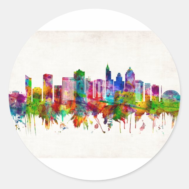 Sticker Rond Ligne de Raleigh Caroline du Nord (Devant)