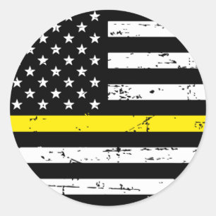 Sticker Rond Ligne jaune mince du drapeau américain