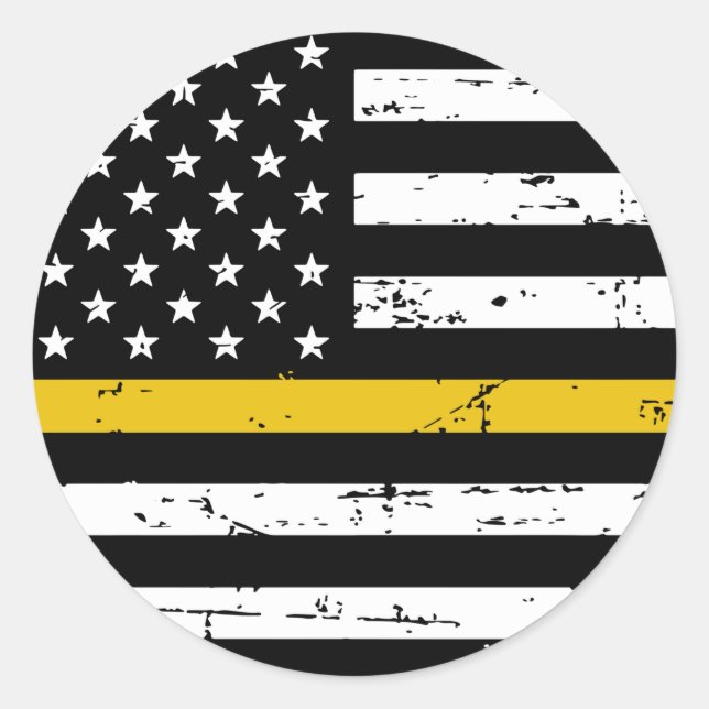 Sticker Rond Ligne or mince du drapeau américain (Devant)