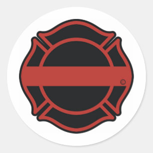 Sticker Rond Ligne rouge mince Maltesse Cross