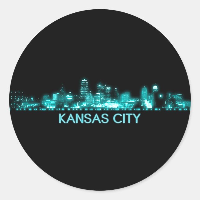 Sticker Rond Ligne Skyline de Kansas City (Devant)