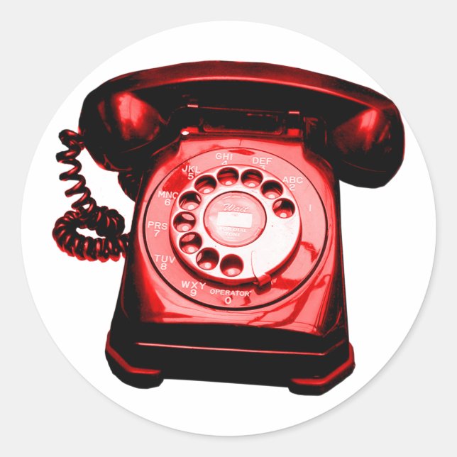 Sticker Rond Ligne téléphonique rouge (Devant)