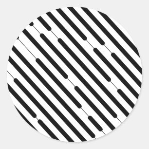 Sticker Rond Lignes de hachage noir diagonale