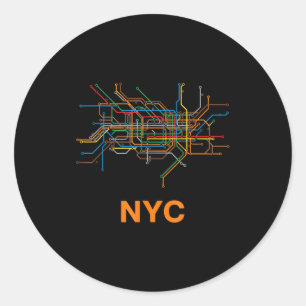 Sticker Rond Lignes de métro abstraites de Nyc Minimaliste Conc