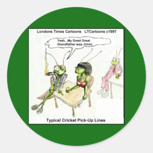 Sticker Rond Lignes de ramassage de cricket amusantes