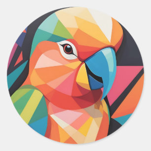 Sticker Rond Lignes en gras de Portrait de Lovebird Abstrait gé