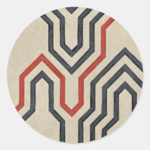 Sticker Rond Lignes graphiques orange et bleu