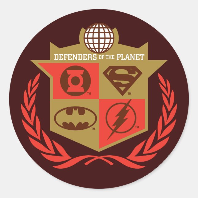 Sticker Rond Ligue de Justice Défenseurs de la planète (Devant)