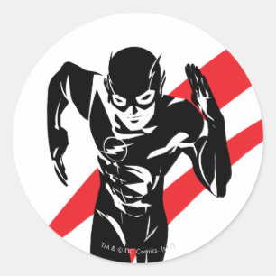 Sticker Rond Ligue de Justice Flash Running Noir Pop Art