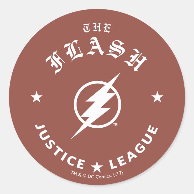 Sticker Rond Ligue de Justice | L'Emblème Flash Retro Lightning (Devant)