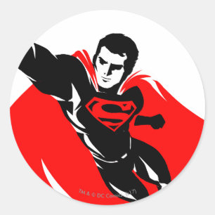 Sticker Rond Ligue de Justice   Superman Flying Noir Pop Art
