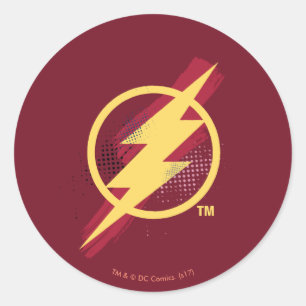 Sticker Rond Ligue de Justice   Symbole Flash brosse et demi-to